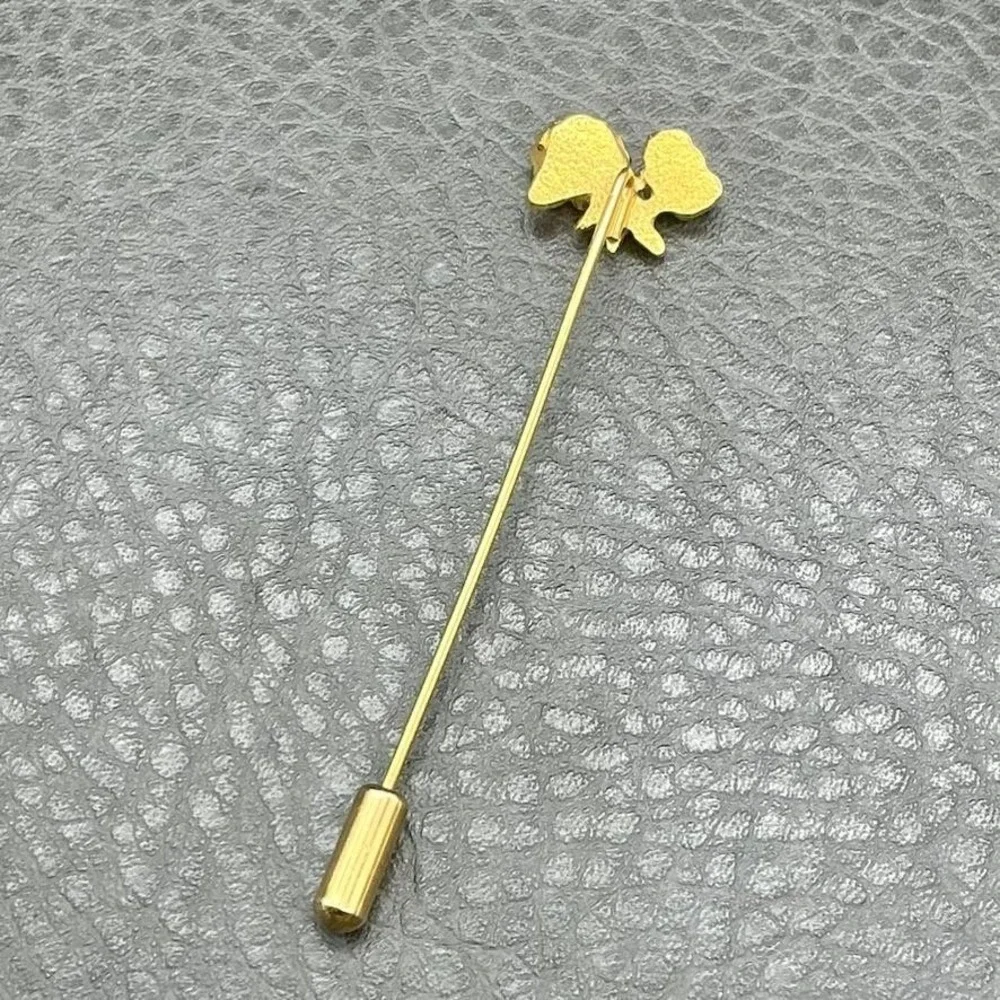 Vintage Stick Pin Gold Tone Floral Lapel Hat Flower Brooch Womens Fashion 2.5